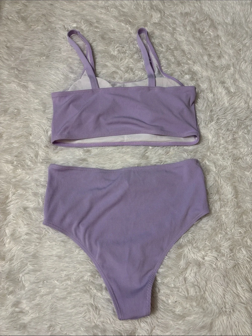 NWOT Light Purple Ribbed 2 Piece Swim Set Youth Teen Size 13Y